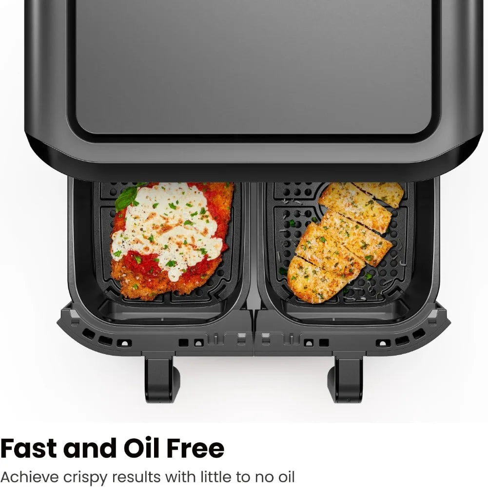 6-Quart Dual Basket Air Fryer Oven with Easy View Windows and Sync Finish