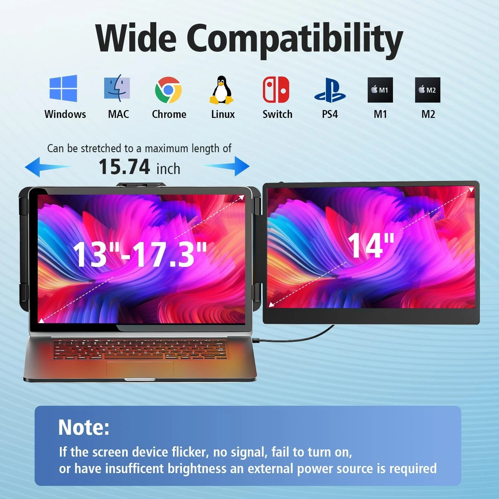 "14 Inch Portable IPS FHD 1080P Laptop Screen Extender Monitor - Extend Your Display Anywhere!"