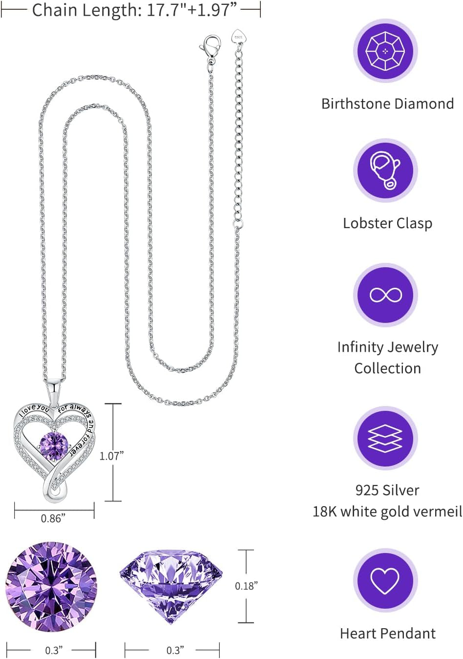 "Infinity Heart Birthstone Necklace: Sparkling Gift for Her 💎💖 #Anniversary #Birthday #Valentines"