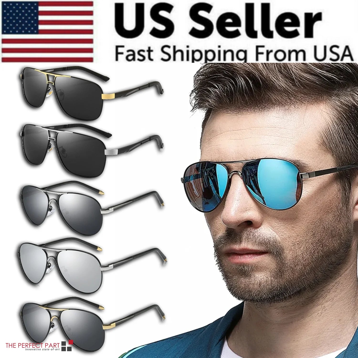 Polarized Pilot Sunglasses for Men - UV400 Protection for Outdoor Activities