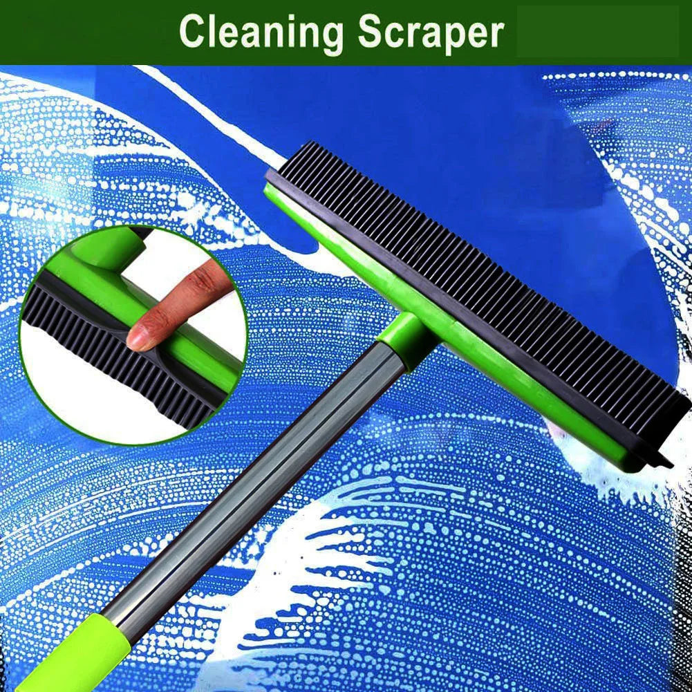 Professional Title: "Rubber Broom Floor Brush with Silicone Hair Remover and Squeegee for Pet Hair and Carpet Cleaning"