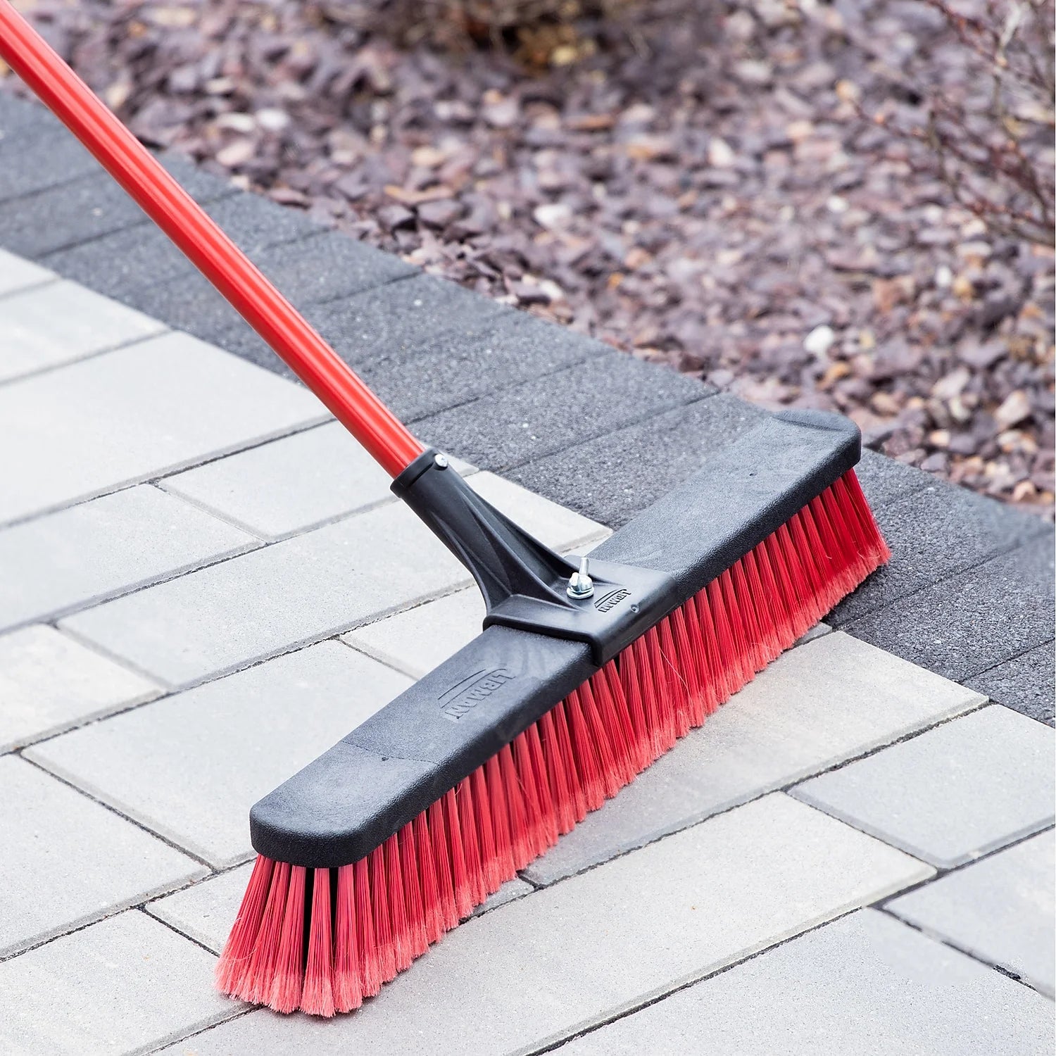 "24-Inch Multi-Surface Push Broom in Red & Black"