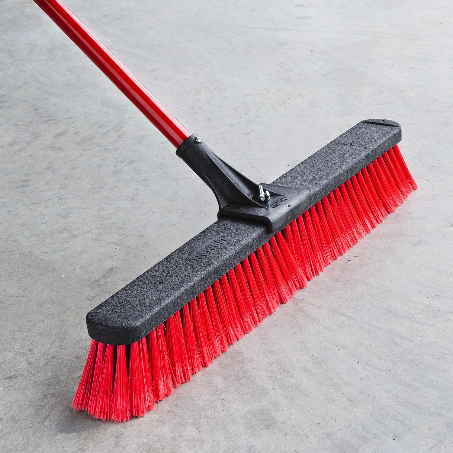 "24-Inch Multi-Surface Push Broom in Red & Black"