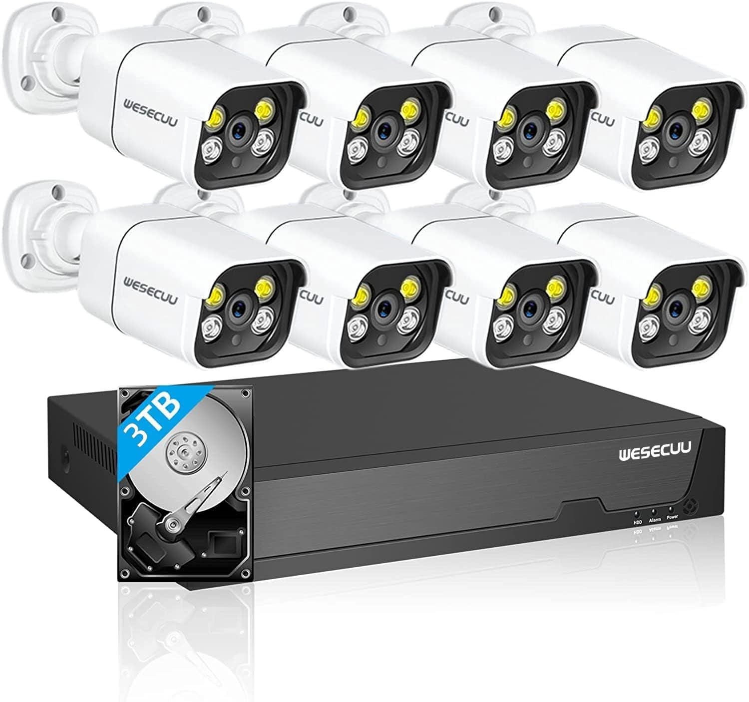 "Ultimate 16CH 4K Poe Security Camera System with 8 Outdoor Cameras, Human Detection, 2-Way Talk, and 3TB HDD for 24/7 Recording"