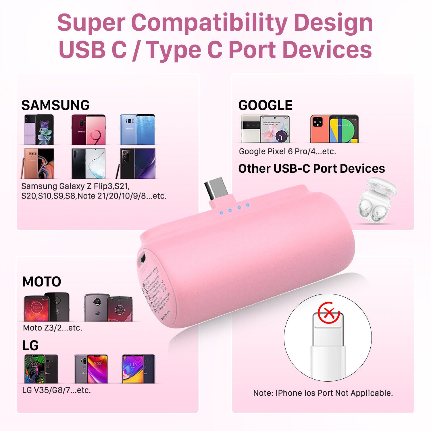 Portable Mini Power Bank Charger for iPhone and Type C Phones - Instant Charging Technology