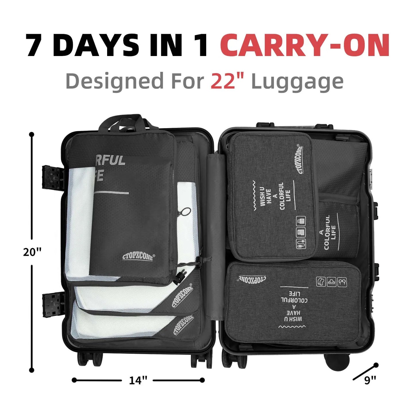 "Ultimate Travel Packing Cube Set with Organizer Bag - 7 Piece"