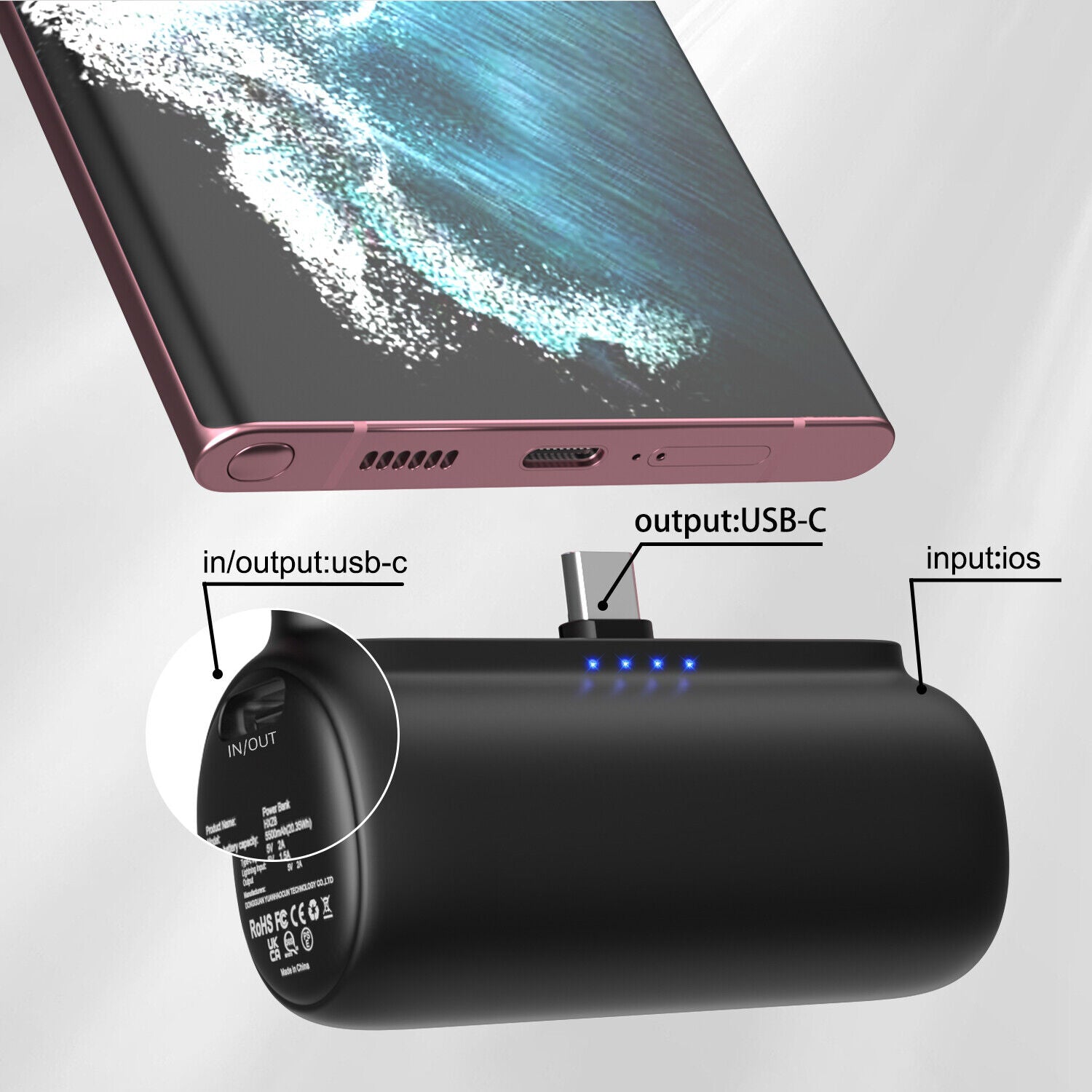 Portable Mini Power Bank Charger for iPhone and Type C Phones - Instant Charging Technology