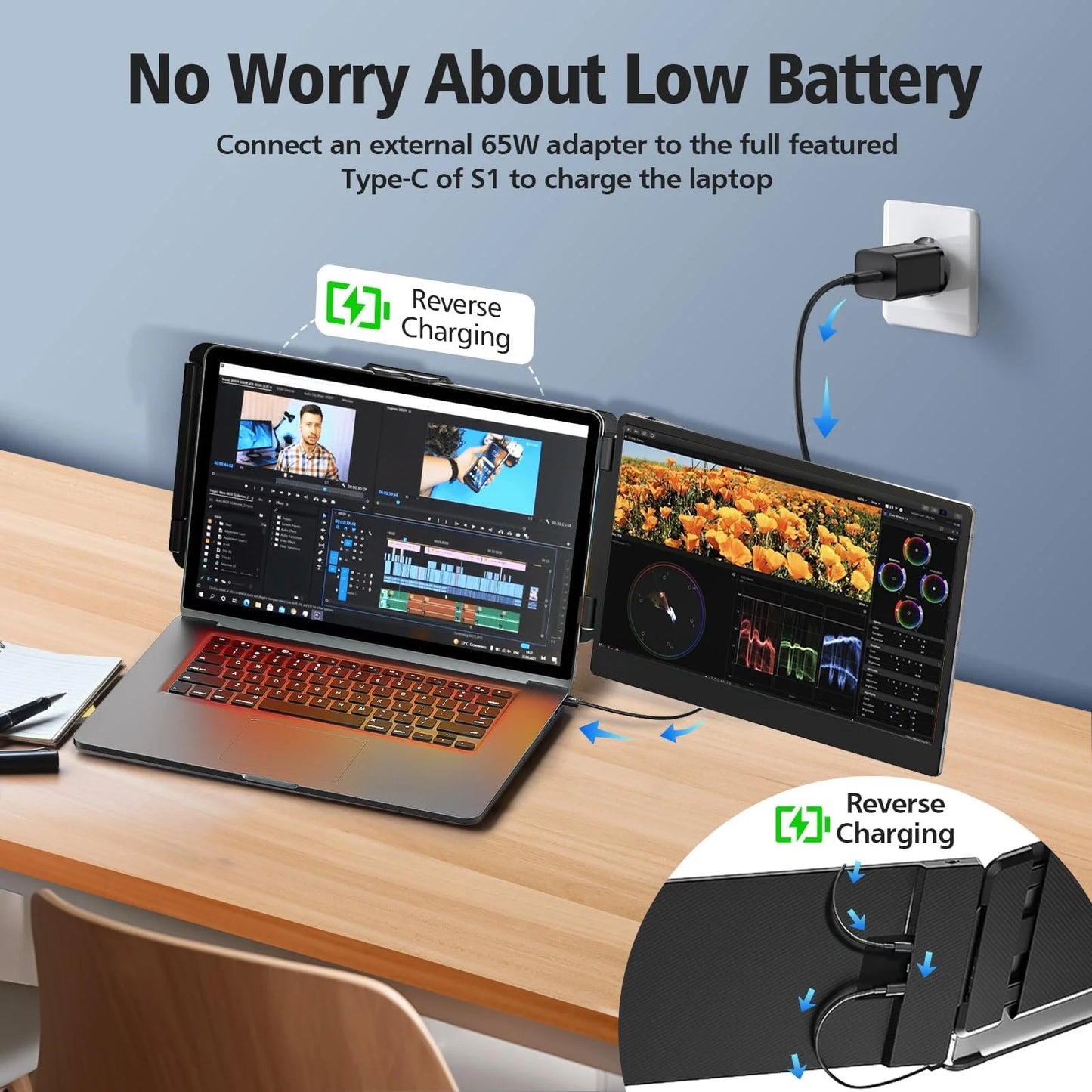 "14 Inch Portable IPS FHD 1080P Laptop Screen Extender Monitor - Extend Your Display Anywhere!"