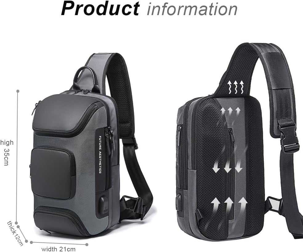 Men's Casual Daypack Crossbody Sling Backpack