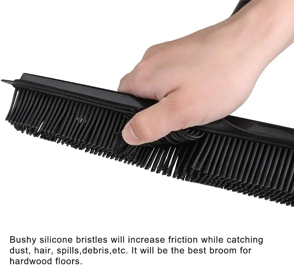 Professional Title: "Rubber Broom Floor Brush with Silicone Hair Remover and Squeegee for Pet Hair and Carpet Cleaning"