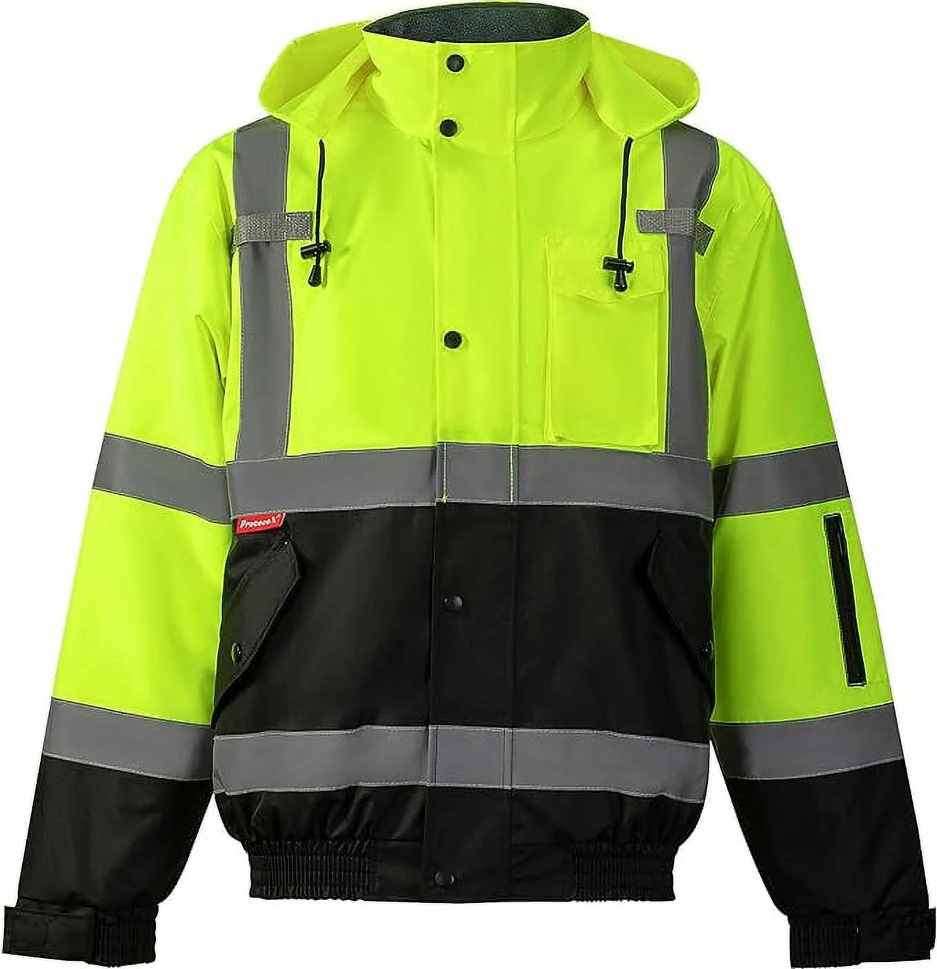 High Visibility Safety Waterproof Bomber Jacket for Men, Hi Vis Reflective Winter Construction Jacket, Class 3, Green, Small