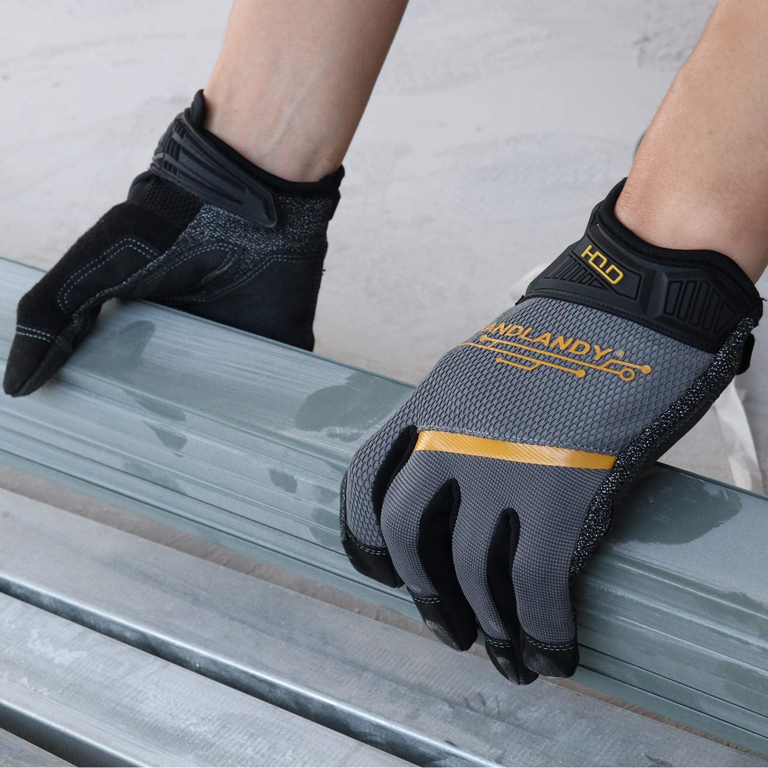 Cut Resistant Level 3 Mechanics Gloves for Men, Tear & Abrasion Resistant Safety Gloves for Work - Size Medium