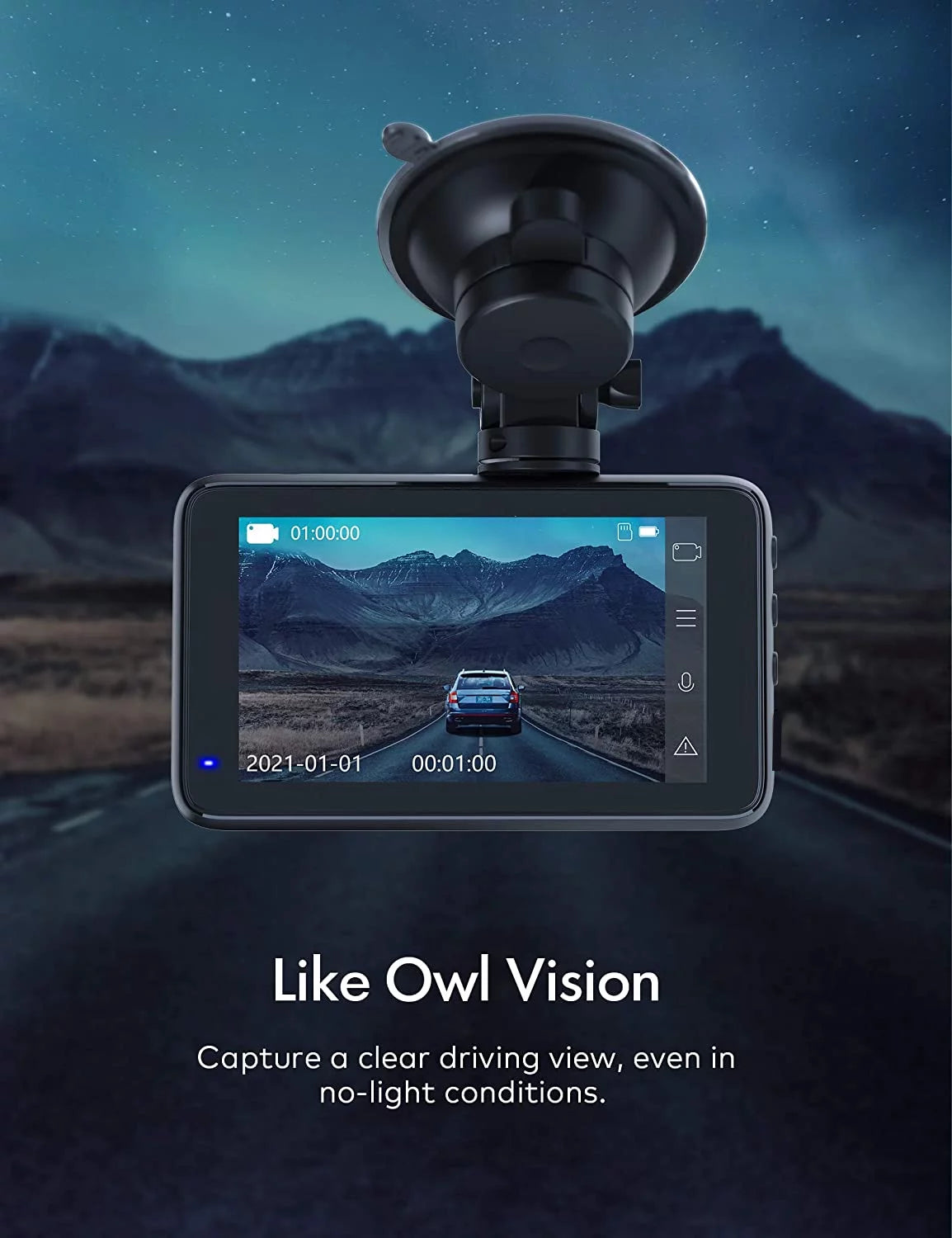 Car Dash Camera with 1080P Full HD Video Recording, 3" LCD Display, Night Vision, Wide Angle, and Advanced Safety Features