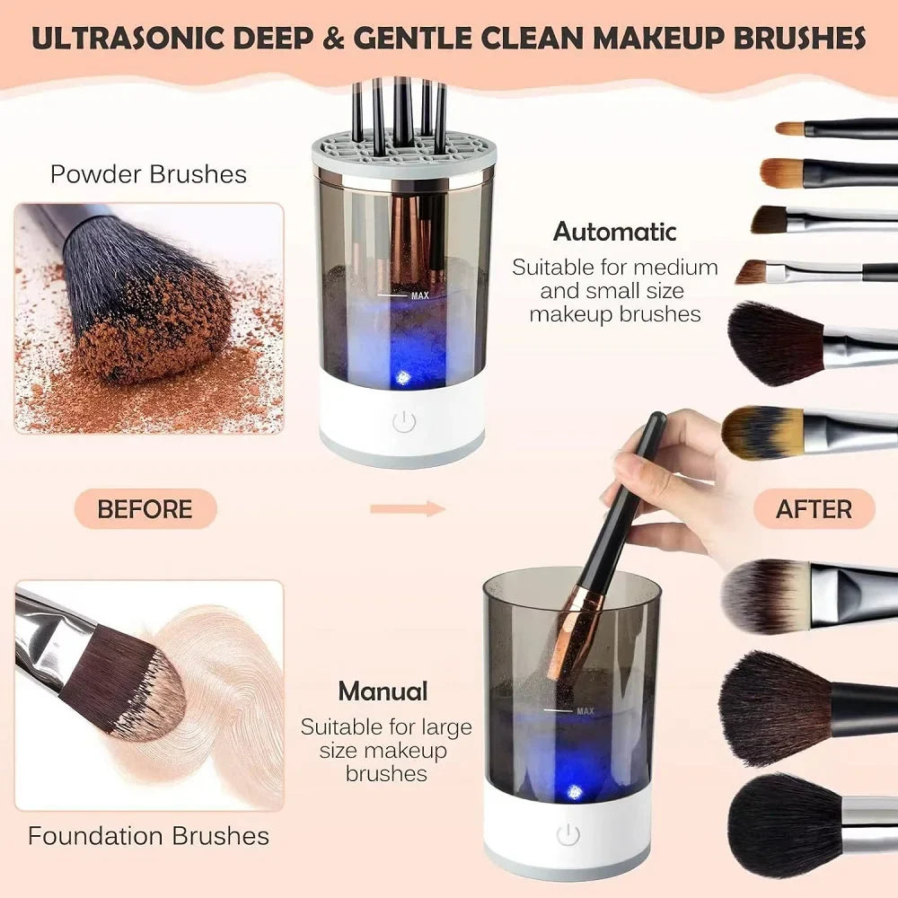 "Keep your makeup brushes clean and dry in no time with this Electric Makeup Brush Cleaner! 💄✨ #makeup #beauty"