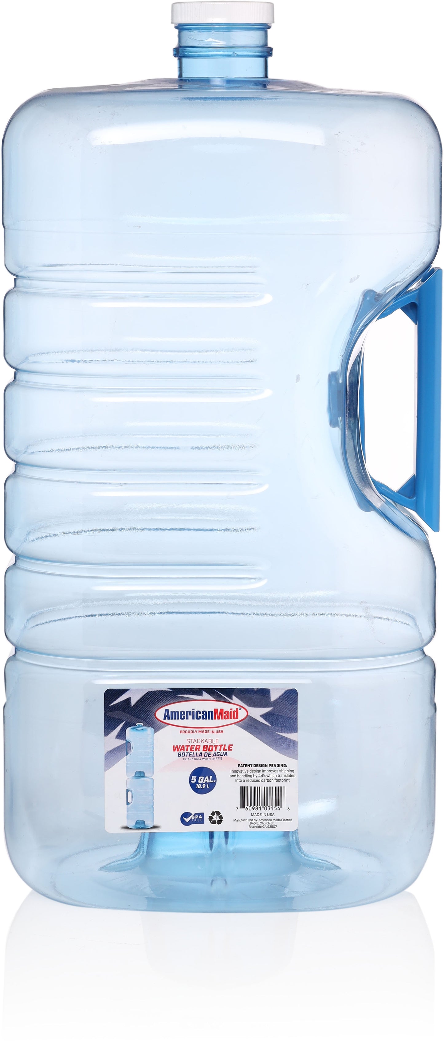 "Stackable 5-Gallon Water Bottle - 640oz Capacity"