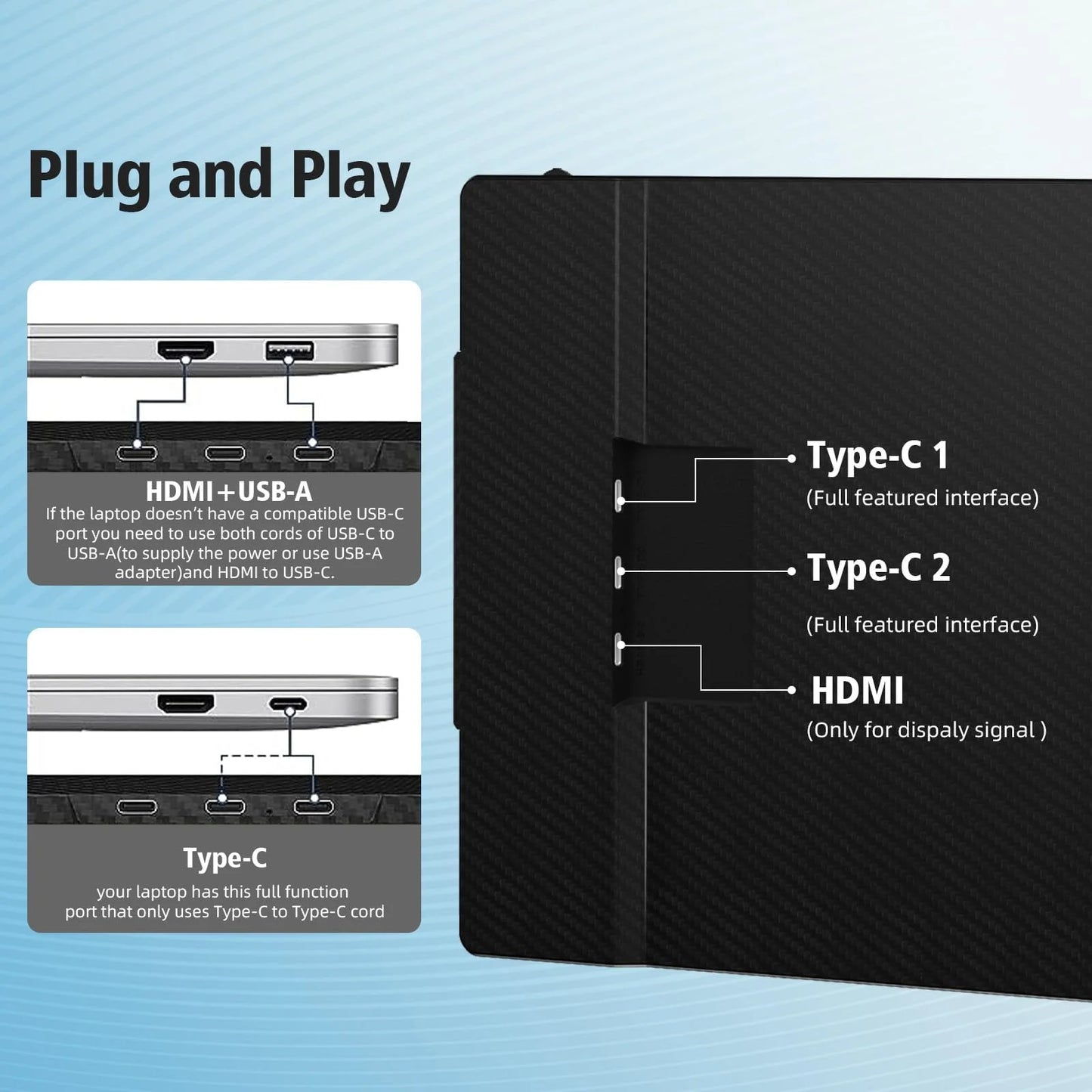 "14 Inch Portable IPS FHD 1080P Laptop Screen Extender Monitor - Extend Your Display Anywhere!"