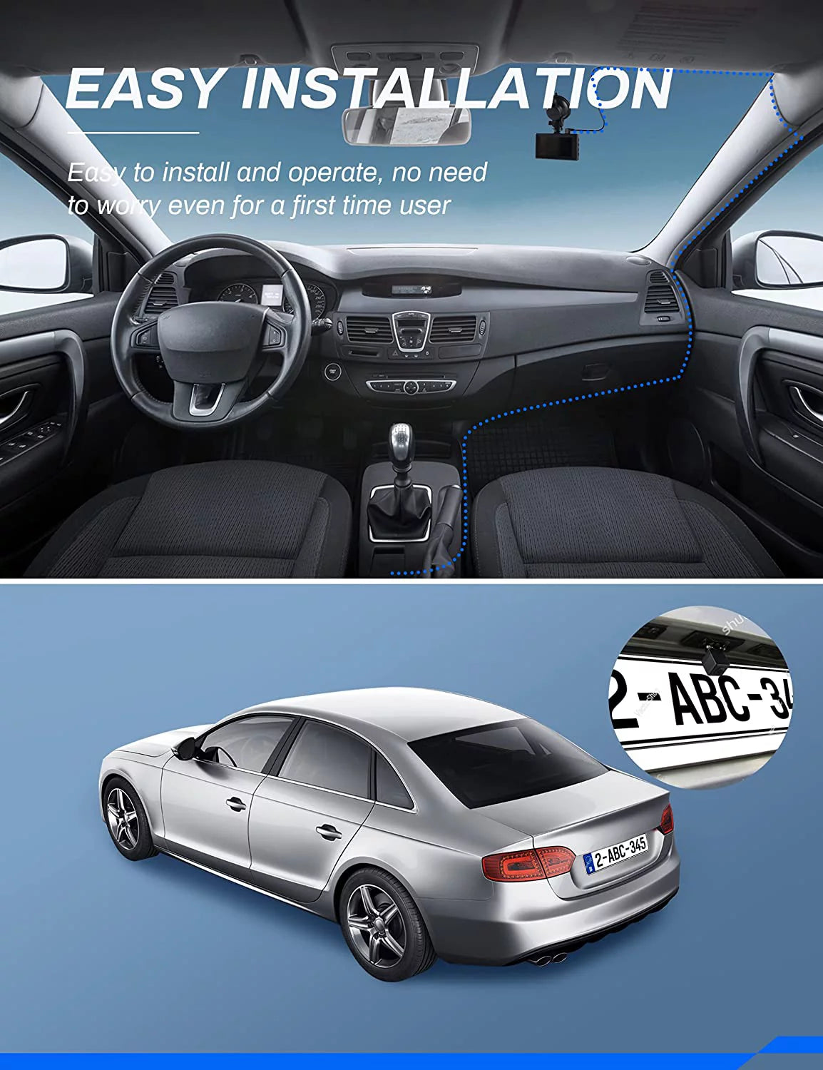 Car Dash Camera with 1080P Full HD Video Recording, 3" LCD Display, Night Vision, Wide Angle, and Advanced Safety Features