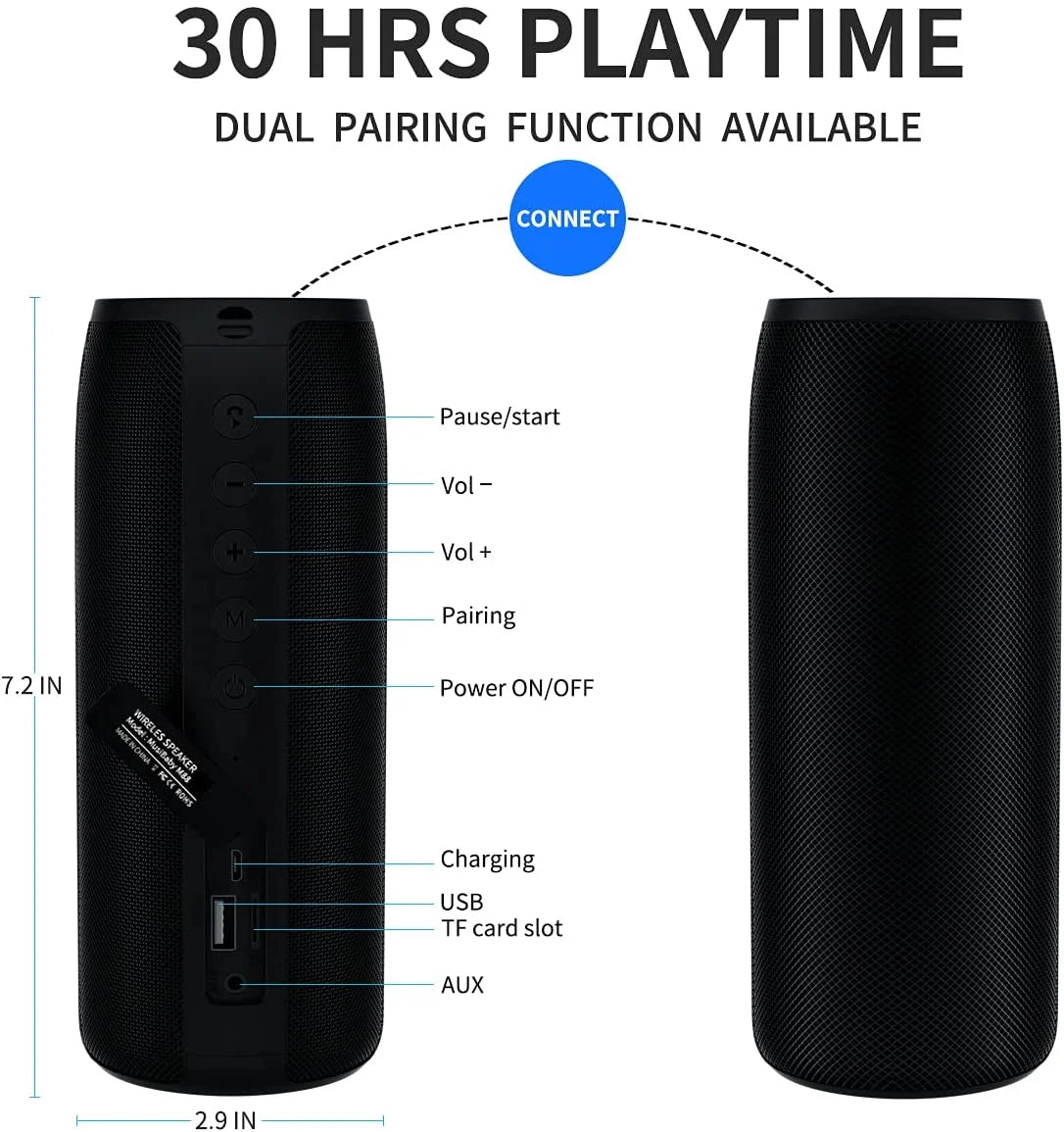 "Ultimate Outdoor Sound: Waterproof Bluetooth Speaker with 30H Playtime"