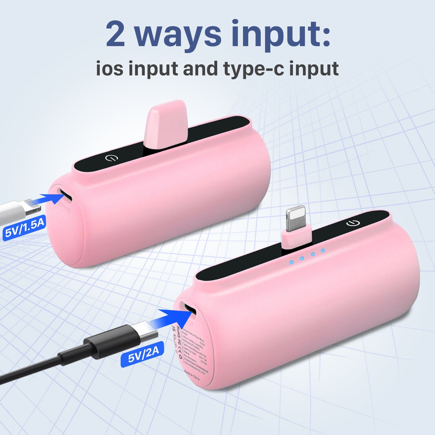 Portable Mini Power Bank Charger for iPhone and Type C Phones - Instant Charging Technology