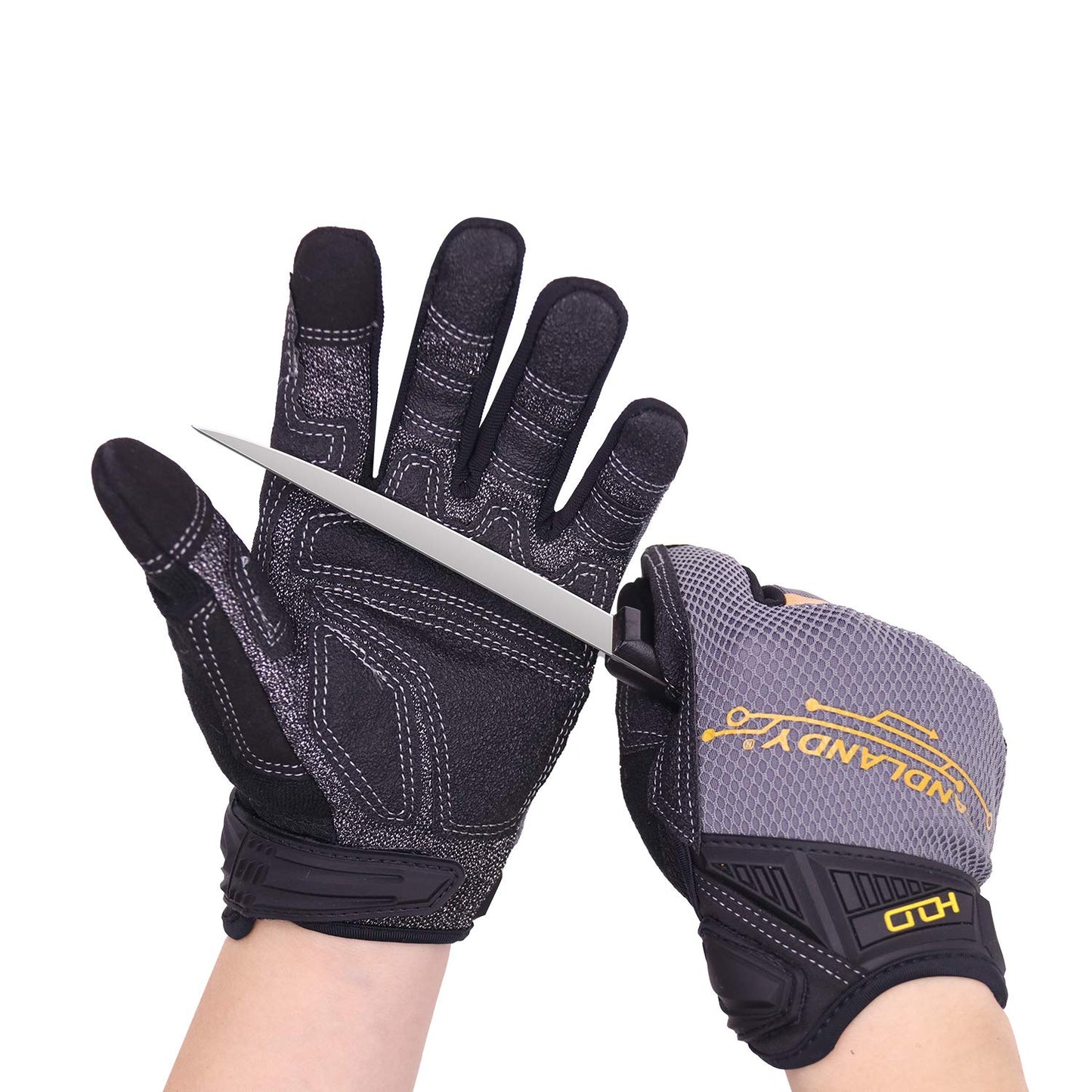 Cut Resistant Level 3 Mechanics Gloves for Men, Tear & Abrasion Resistant Safety Gloves for Work - Size Medium