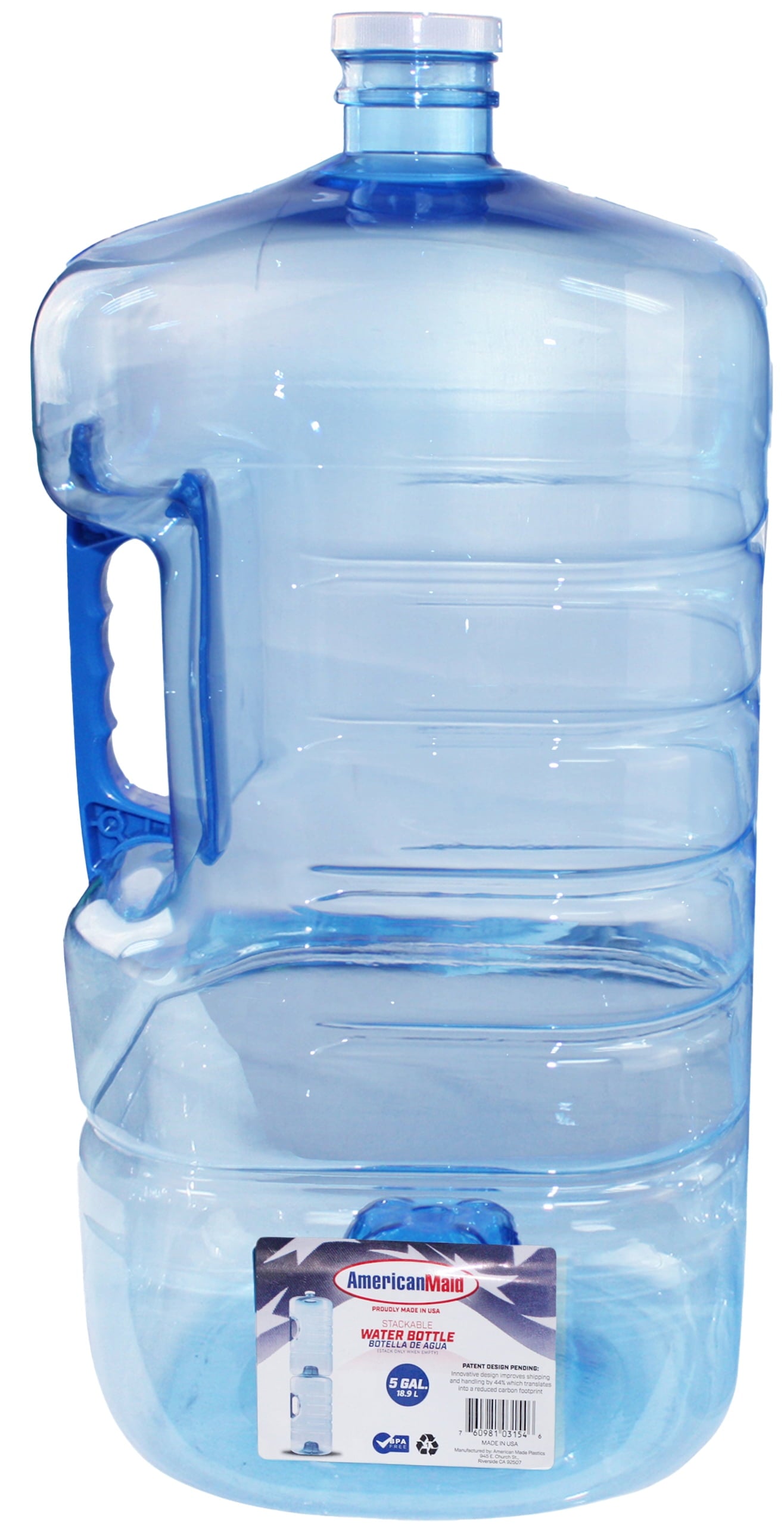 "Stackable 5-Gallon Water Bottle - 640oz Capacity"