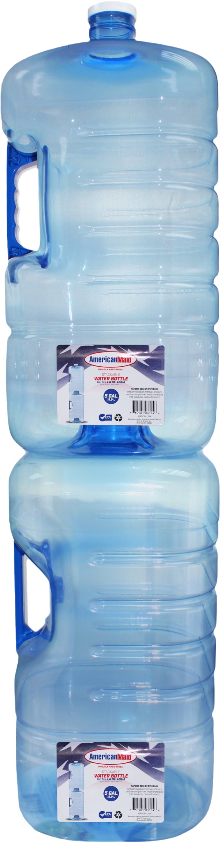 "Stackable 5-Gallon Water Bottle - 640oz Capacity"